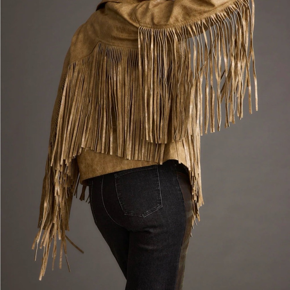 NWT 12th Tribe Phoenix Taupe Vegan Leather Moto Fringe
Jacket - Picture 5 of 7